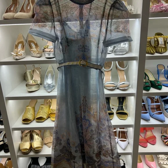 Elegant Women's Dress in Light Blue and Green - Picture 4 of 5